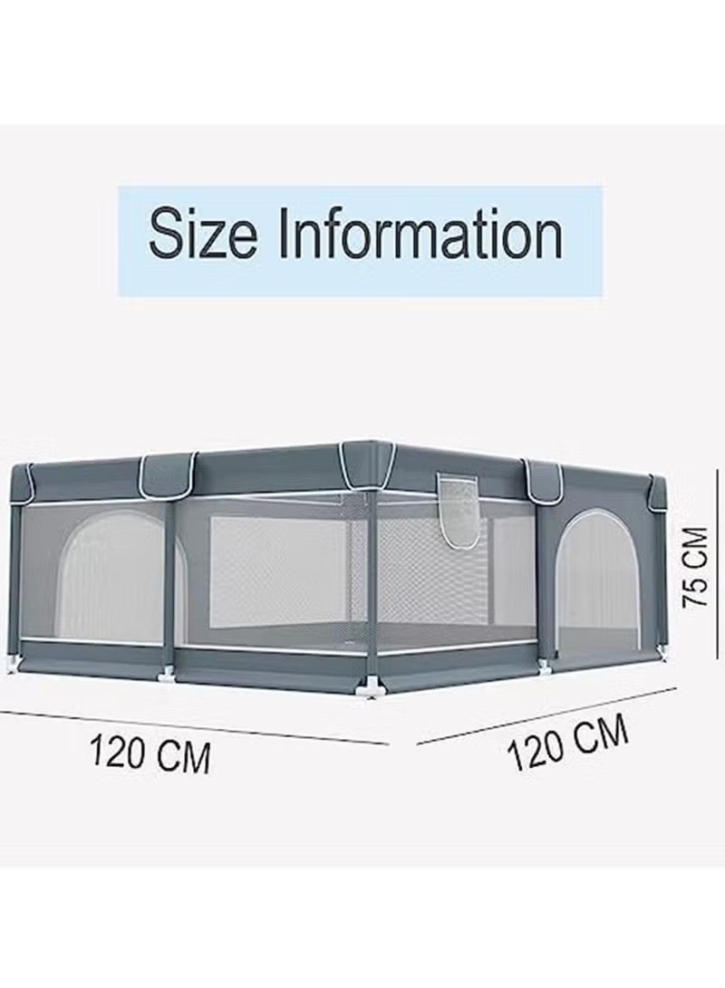 Beauenty Baby Playpen, 47×47 Inch Small Playpen for Babies, Enhanced Safety Baby Play Yard for Indoor & Outdoor, Infant Play Pen with Soft Breathable Visible Mesh, Anti-Fall Design & Easy Setup, Grey - Image 5